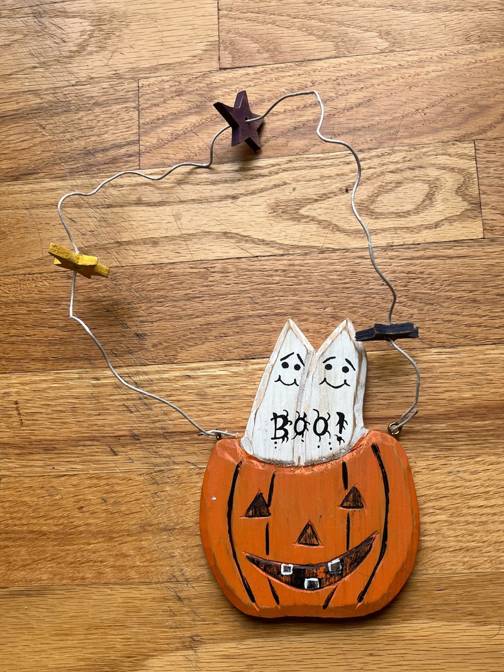 Vintage Halloween Wooden Pumpkin Sign